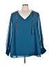 Jennifer Lopez 100% Polyester Teal 3/4 Sleeve Blouse Size 3X - photo 1