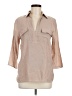 NY Collection Tan 3/4 Sleeve Button-Down Shirt Size M - photo 1