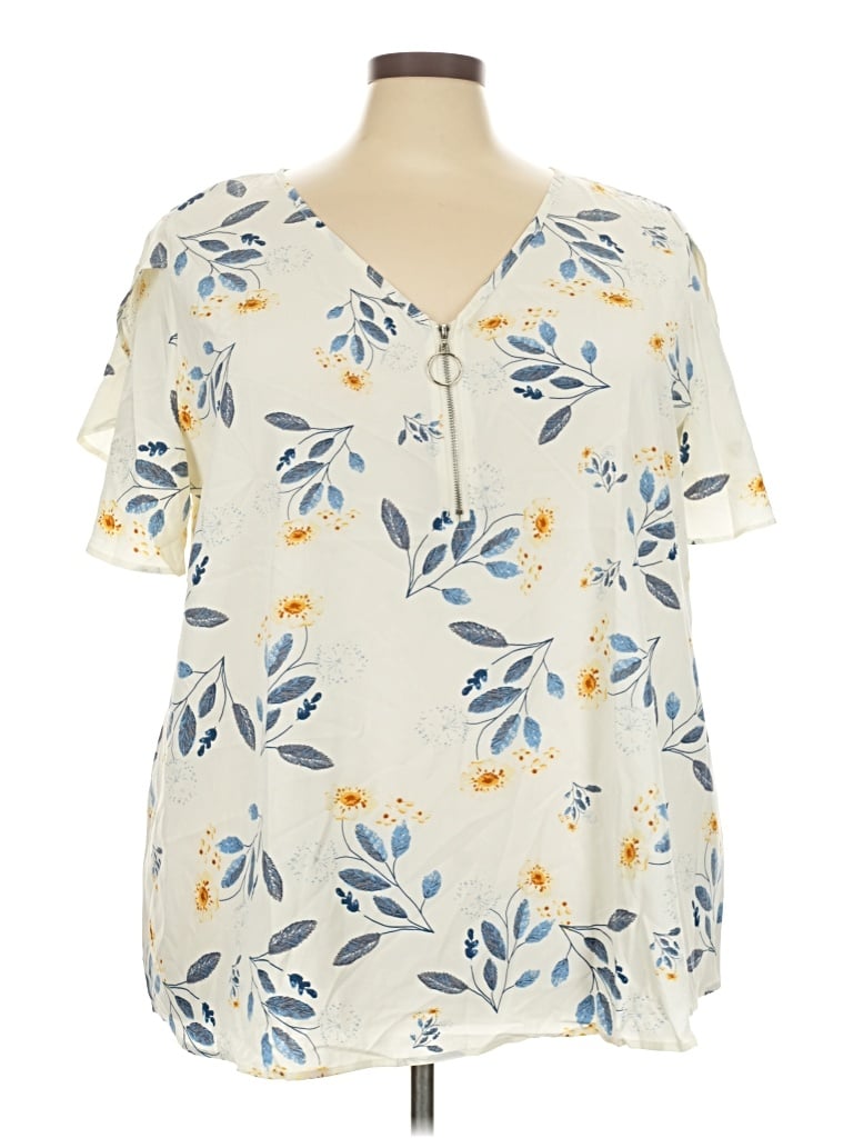 Pre-owned Bloomchic Short Sleeve Blouse In Ivory
