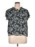 CeCe 100% Polyester Floral Blue Short Sleeve Blouse Size XL - photo 1