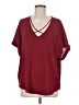 Lush 100% Polyester Burgundy Short Sleeve Blouse Size M - photo 1