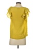 Odille 100% Silk Yellow Short Sleeve Silk Top Size 4 - photo 2