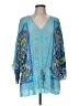 Single 100% Silk Blue 3/4 Sleeve Silk Top Size M - photo 1