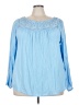 Roaman's 100% Rayon Blue Long Sleeve Blouse Size 24W - photo 1