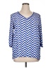 Kiara 100% Polyester Chevron-herringbone Blue 3/4 Sleeve Blouse Size XL - photo 1