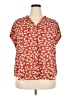 Fun2Fun 100% Polyester Floral Red Short Sleeve Blouse Size XXL - photo 1