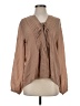 Repeat Cashmere 100% Silk Tan Long Sleeve Silk Top Size S - photo 1