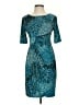 Connected Apparel Print Teal Cocktail Dress Size 4 (petite) - photo 1