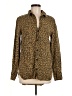 Zara 100% Lyocell Animal Print Brown Long Sleeve Button-Down Shirt Size M - photo 1