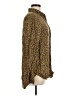 Zara 100% Lyocell Animal Print Brown Long Sleeve Button-Down Shirt Size M - photo 4