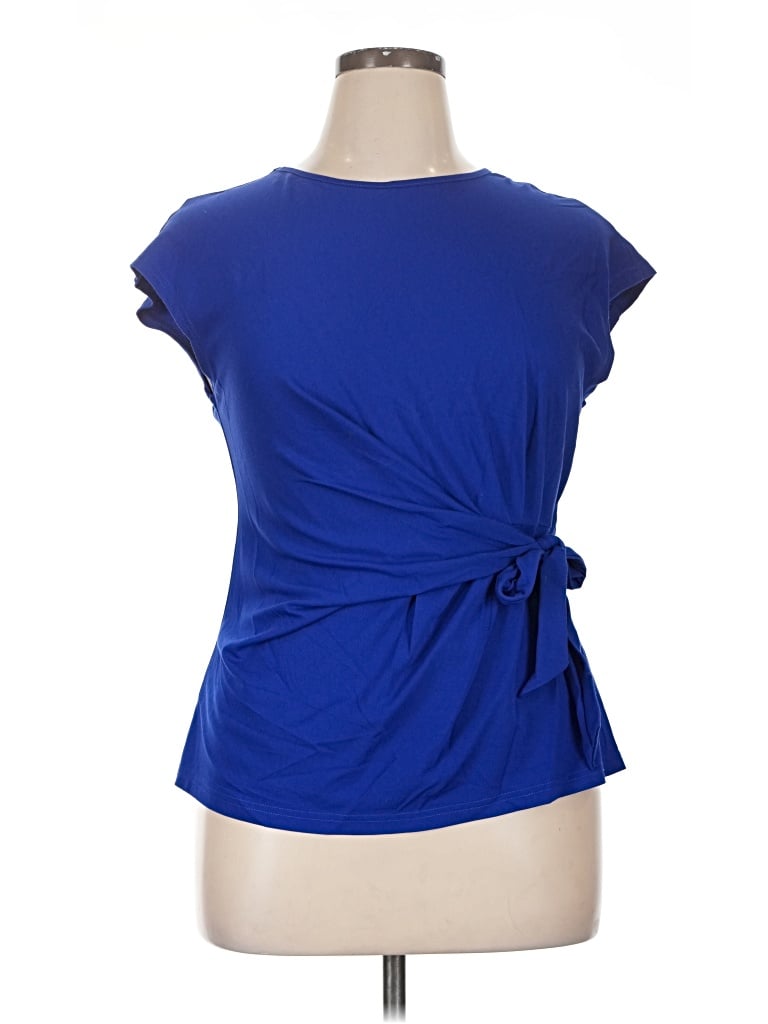 Pre-owned Grace Karin Short Sleeve Top Blue Cowl Neck Tops