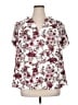 41Hawthorn 100% Polyester Floral White Short Sleeve Blouse Size 1X - photo 1