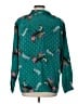 Diane von Furstenberg 100% Polyester Print Teal Long Sleeve Blouse Size L - photo 2