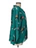 Diane von Furstenberg 100% Polyester Print Teal Long Sleeve Blouse Size L - photo 4