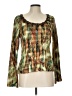 Alberto Makali 100% Polyester Multi Color Green Long Sleeve Blouse Size L - photo 1