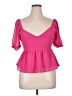 Dee Elly 100% Polyester Pink Short Sleeve Blouse Size M - photo 1