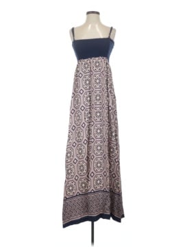 lilka maxi dress Vintage 00s Anthropologie Lilka Maxi Summer Beach Dress, Blue and Cream Ikat Pattern With Shell Buttons