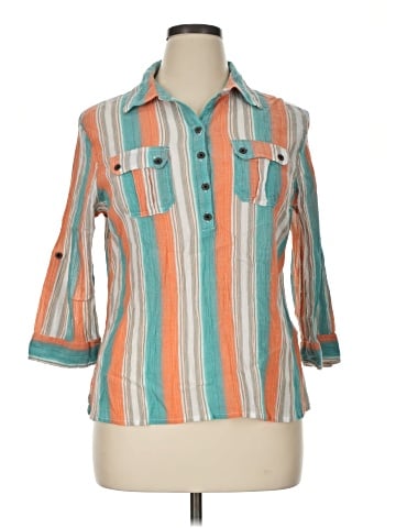 Christopher & Banks 3/4 Sleeve Button-Down Shirt (view 1)