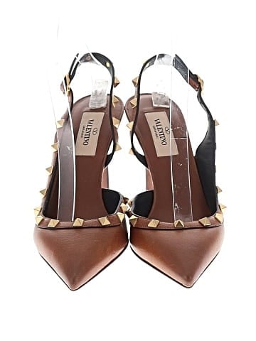 Valentino Garavani Leather Rockstud Slingback Heels (view 2)