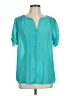 Takara 100% Polyester Teal Short Sleeve Blouse Size L - photo 1