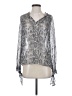 Rebecca Taylor Silver Long Sleeve Blouse Size 4 - photo 1