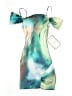 BCX 100% Polyester Tie-dye Green Blue Cocktail Dress Size XXS - photo 1