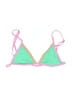 One One Color Block Green Swimsuit Top Size XXS - photo 1