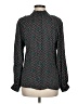 Tucker Chevron-herringbone Teal Long Sleeve Silk Top Size M - photo 2