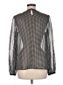 Saloni 100% Silk Houndstooth Silver Long Sleeve Silk Top Size 6 - photo 2