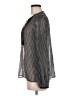 Saloni 100% Silk Houndstooth Silver Long Sleeve Silk Top Size 6 - photo 5