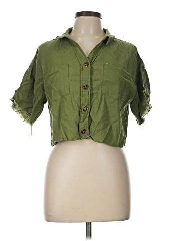 Very J 3/4 Sleeve Button-Down Shirt (view 1)