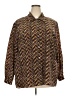Fashion Bug 100% Polyester Chevron-herringbone Brown Long Sleeve Blouse Size 22 - photo 1
