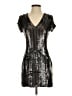 Parker 100% Silk Metallic Silver Cocktail Dress Size XS - photo 1