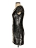 Parker 100% Silk Metallic Silver Cocktail Dress Size XS - photo 5