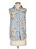 H&M Floral Blue Sleeveless Button-Down Shirt Size 2 - photo 1