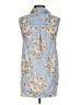 H&M Floral Blue Sleeveless Button-Down Shirt Size 2 - photo 2