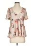 Lucky Brand 100% Polyester Tan Short Sleeve Blouse Size S - photo 1