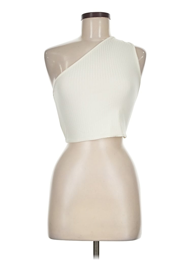 Oh Polly Sleeveless Top Ivory One Shoulder Neckline Tops - Used - Size 6