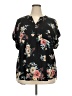 Signature Studio 100% Polyester Floral Black Short Sleeve Blouse Size 2X - photo 1