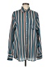 Le Superbe 100% Polyester Stripes Teal Long Sleeve Blouse Size 8 - photo 1