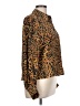 Hunter Bell 100% Silk Animal Print Gold Long Sleeve Silk Top Size L - photo 4