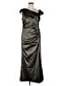 Xscape Metallic Silver Cocktail Dress Size 14w - photo 1