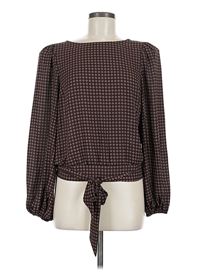 Pre-owned Express Long Sleeve Blouse In Brown