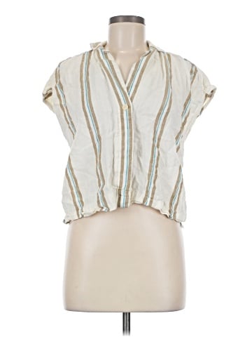 Madewell Boxy Cap-Sleeve Shirt in Stripe 100% Linen (view 1)