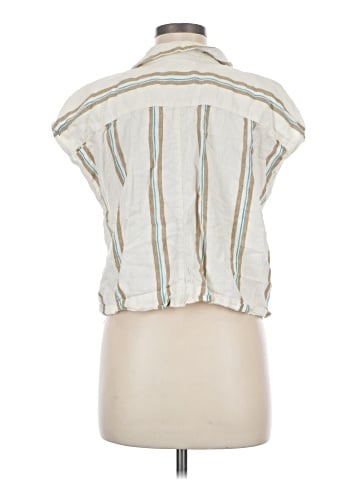 Madewell Boxy Cap-Sleeve Shirt in Stripe 100% Linen (view 2)