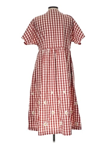 Madewell Daisy Embroidered Gingham Button-Front Midi Dress (view 2)