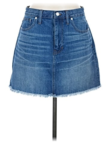 Madewell Rigid Denim A-Line Mini Skirt in Leandra Wash: Fluffy Hem Edition (view 1)