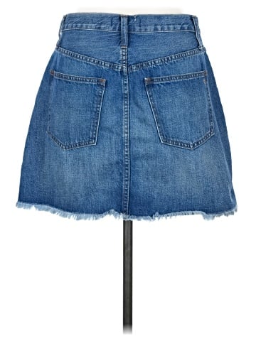 Madewell Rigid Denim A-Line Mini Skirt in Leandra Wash: Fluffy Hem Edition (view 2)