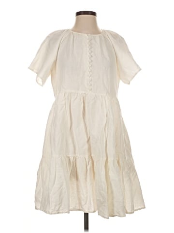 Madewell Linen-Blend Flutter-Sleeve Tiered Mini Dress (view 1)