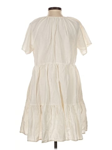 Madewell Linen-Blend Flutter-Sleeve Tiered Mini Dress (view 2)